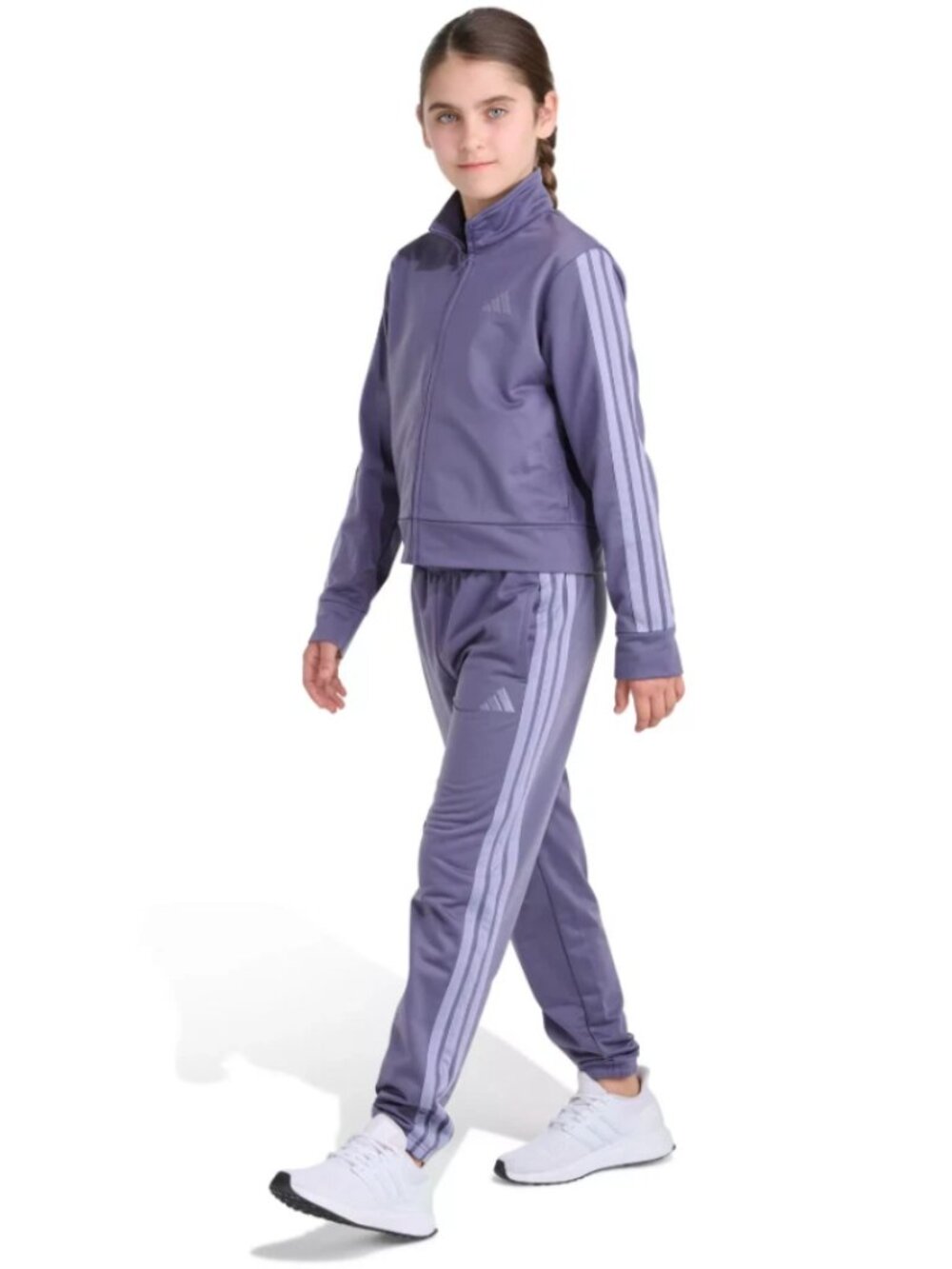 Adidas Girls Tracksuit 2 Piece Set Jacket & Jogger SZ M 10/12 Purple Activewear